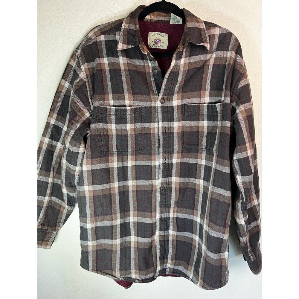 American Blue Authentics Checkered Shacket Jacket. Brown. Size Medium